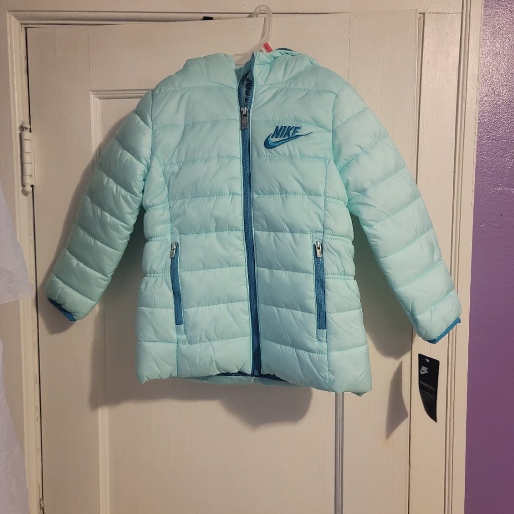 Kids Aqua Nike Coat Size 4 (runs small) NWT
